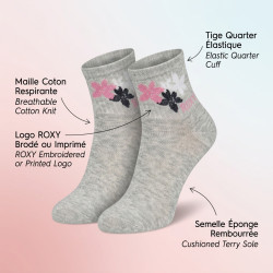ROXY Chaussettes Fille Quarter Pack de 6 - Coton Respirant