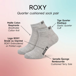 ROXY Chaussettes Fille Quarter Pack de 6 - Coton Respirant