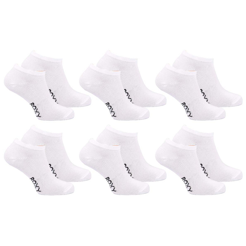 ROXY Chaussettes Fille Sneaker Pack de 6 (Lot) - Coton Respirant, Semelle Éponge Rembourrée, Tige Basse Discrète, Logo Roxy