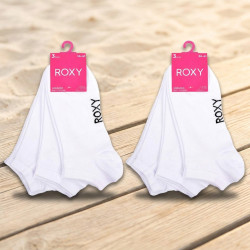 ROXY Chaussettes Fille Sneaker Pack de 6 (Lot) - Coton Respirant, Semelle Éponge Rembourrée, Tige Basse Discrète, Logo Roxy