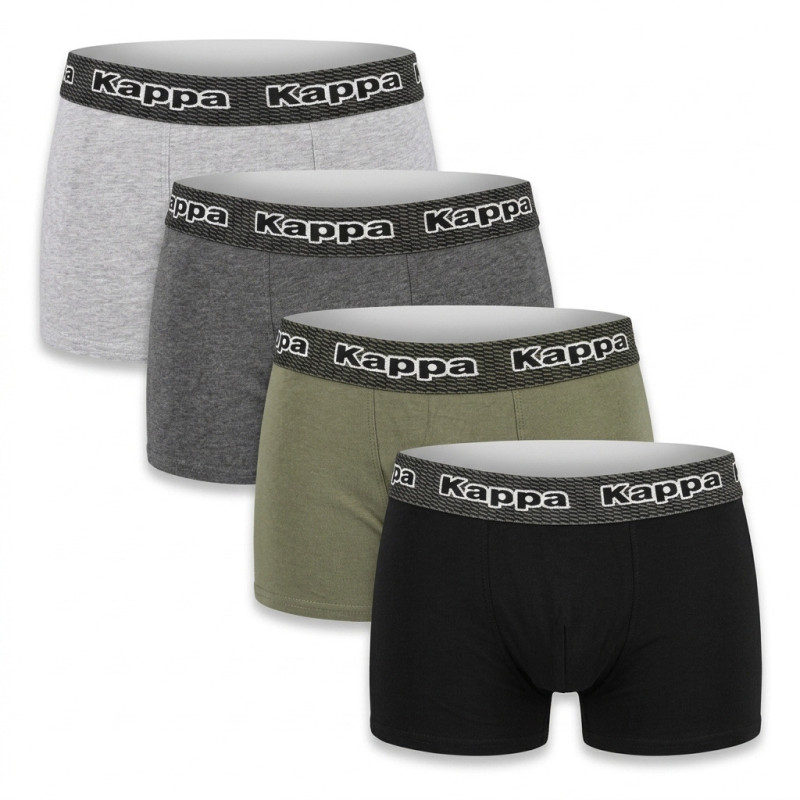 KAPPA Boxers Homme Pack de 4 (Lot) - Coton, Ceinture Siglée, 4 Coloris Assortis, Coffret Cadeau, Tailles M à XXL