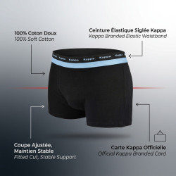 KAPPA Boxers Homme Lot de 6 (2 Packs de 3), 100% Coton, Ceinture Élastique Siglée Kappa, Coloris Assortis, Tailles M à XXL