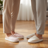 OZABI Pack 2 Paires Mules Femme Tige Chevron Semelle Nuage Souple Antidérapante Doublure Éponge Rose Beige