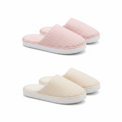 OZABI Pack 2 Paires Mules Femme Tige Chevron Semelle Nuage Souple Antidérapante Doublure Éponge Rose Beige