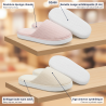 OZABI Pack 2 Paires Mules Femme Tige Chevron Semelle Nuage Souple Antidérapante Doublure Éponge Rose Beige