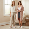 OZABI Pack 2 Paires Mules Femme Tige Chevron Semelle Nuage Souple Antidérapante Doublure Éponge Rose Beige