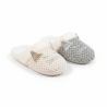 OZABI Pack 2 Paires Mules Femme Motif Chat Tricot Bouclette Doublure Fausse Fourrure