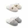 OZABI Pack 2 Paires Mules Femme Motif Chat Tricot Bouclette Doublure Fausse Fourrure