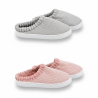 OZABI Pack 2 Paires Mules Femme Tricot Côtelé Pailleté Bord Fausse Fourrure Semelle Plate