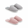 OZABI Pack 2 Paires Mules Femme Tricot Côtelé Semelle Plate Épaisse Bord Fausse Fourrure
