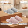 OZABI Pack 2 Paires Mules Femme Tricot Côtelé Semelle Plate Épaisse Bord Fausse Fourrure