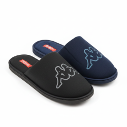 KAPPA Pantoufles Mules Homme Pack 2 Paires Logo Omini Tige Moletonnee Semelle Mousse