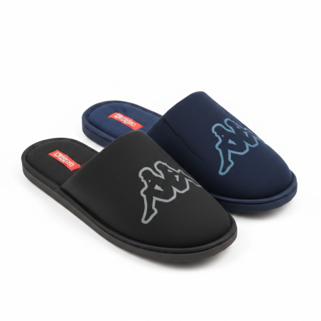 KAPPA Pantoufles Mules Homme Pack 2 Paires Logo Omini Tige Moletonnee Semelle Mousse