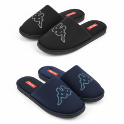KAPPA Pantoufles Mules Homme Pack 2 Paires Logo Omini Tige Moletonnee Semelle Mousse