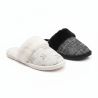 CXL by Christian Lacroix Pantoufles Mules Femme Pack 2 Paires Col Fourrure Tige Chinée Tweed