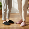 INFINITIF PARIS Pantoufles Mules Femme Pack 2 Paires Tige Côtelée Semelle Mousse