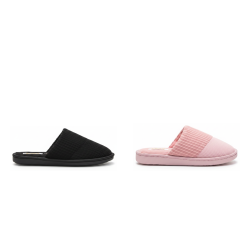 INFINITIF PARIS Pantoufles Mules Femme Pack 2 Paires Tige Côtelée Semelle Mousse