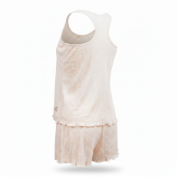 INFINITIF PARIS Ensemble Pyjama Short Femme Débardeur Fines Bretelles et Short Maille Texturée