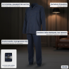 OLIVER GRANT PARIS Ensemble Pyjama Long Homme Bleu Marine, Chemise Col Boutonnée et Pantalon 100% Coton