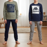 KAPPA Pyjama Long Garçon Pack de 2 Coton 100% Col Rond Manches Longues Logo Omini Ceinture Élastique