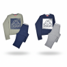 KAPPA Pyjama Long Garçon Pack de 2 Coton 100% Col Rond Manches Longues Logo Omini Ceinture Élastique