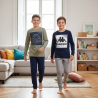 KAPPA Pyjama Long Garçon Pack de 2 Coton 100% Col Rond Manches Longues Logo Omini Ceinture Élastique