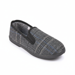 OZABI Pantoufles Charentaises Homme Fourrées Tige Tissée Motif Prince-de-Galles Doublure Sherpa Semelle Caoutchouc Antidérapante