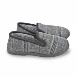 OZABI Pantoufles Charentaises Homme Fourrées Tige Tissée Motif Prince-de-Galles Doublure Sherpa Semelle Caoutchouc Antidérapante