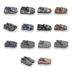 OZABI Pantoufles Charentaises Homme Fourrées Pack de 2 Paires Tige à Carreaux Doublure Sherpa Semelle Caoutchouc Antidérapante