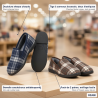 OZABI Pantoufles Charentaises Homme Fourrées Pack de 2 Paires Tige à Carreaux Doublure Sherpa Semelle Caoutchouc Antidérapante
