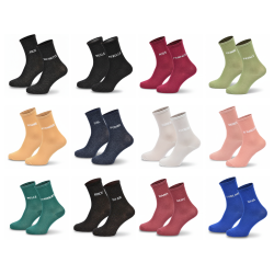 OZABI Chaussettes Femme à Paillettes Lurex - Calendrier de l'Avent 24 Messages Humour - Coffret 12 Paires