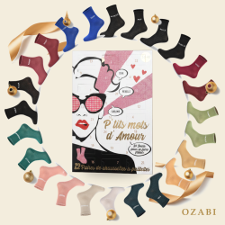 OZABI Chaussettes Femme à Paillettes Lurex - Calendrier de l'Avent 24 Messages Humour - Coffret 12 Paires