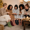 OZABI Chaussettes Femme à Paillettes Lurex - Calendrier de l'Avent 24 Messages Humour - Coffret 12 Paires