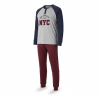 OZABI Ensemble Pyjama Homme Doublé Polaire, Col Rond 2 Boutons, Broderie New York City NYC, Manches Raglan Bicolores