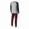 OZABI Ensemble Pyjama Homme Doublé Polaire, Col Rond 2 Boutons, Broderie New York City NYC, Manches Raglan Bicolores