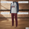 OZABI Ensemble Pyjama Homme Doublé Polaire, Col Rond 2 Boutons, Broderie New York City NYC, Manches Raglan Bicolores