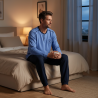 OZABI Ensemble Pyjama Homme Doublé Polaire, Col Rond 2 Boutons, Écusson Brodé Poitrine, Passepoil Contrastant