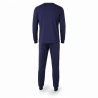OZABI Ensemble Pyjama Homme Doublé Polaire, Col Rond 2 Boutons Ton sur Ton, Print Brodé Centré