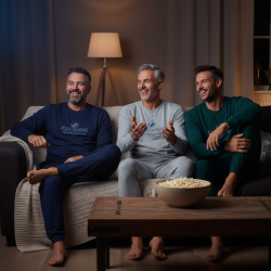 OZABI Ensemble Pyjama Homme Doublé Polaire, Col Rond 2 Boutons Ton sur Ton, Print Brodé Centré