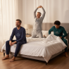 OZABI Ensemble Pyjama Homme Doublé Polaire, Col Rond 2 Boutons Ton sur Ton, Print Brodé Centré