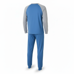 OZABI Ensemble Pyjama Homme Doublé Polaire, Manches Raglan Contrastées, Broderie New York Brooklyn
