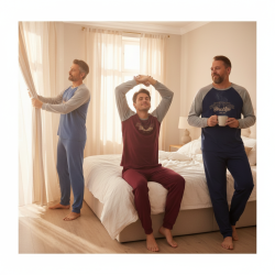 OZABI Ensemble Pyjama Homme Doublé Polaire, Manches Raglan Contrastées, Broderie New York Brooklyn