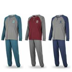 OZABI Ensemble Pyjama Homme Doublé Polaire Bicolore, Écusson Brodé Sweet Secret Club, Pantalon Uni Taille Élastiquée