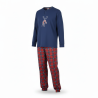 OZABI Ensemble Pyjama Homme Coton Majoritaire, Broderie Cerf Écharpe Écossaise, Pantalon Écossais Taille Élastiquée