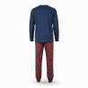 OZABI Ensemble Pyjama Homme Coton Majoritaire, Broderie Cerf Écharpe Écossaise, Pantalon Écossais Taille Élastiquée