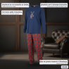 OZABI Ensemble Pyjama Homme Coton Majoritaire, Broderie Cerf Écharpe Écossaise, Pantalon Écossais Taille Élastiquée