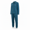 OZABI Ensemble Pyjama Homme Doublé Polaire Boutonné, Col Chemise 5 Boutons, Pantalon Petits Pois Taille Élastiquée