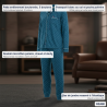 OZABI Ensemble Pyjama Homme Doublé Polaire Boutonné, Col Chemise 5 Boutons, Pantalon Petits Pois Taille Élastiquée