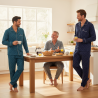 OZABI Ensemble Pyjama Homme Doublé Polaire Boutonné, Col Chemise 5 Boutons, Pantalon Petits Pois Taille Élastiquée