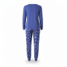 OZABI Ensemble Pyjama Femme Léger Motif Fantaisie, Broderie Poitrine, Pantalon Imprimé Taille Élastiquée